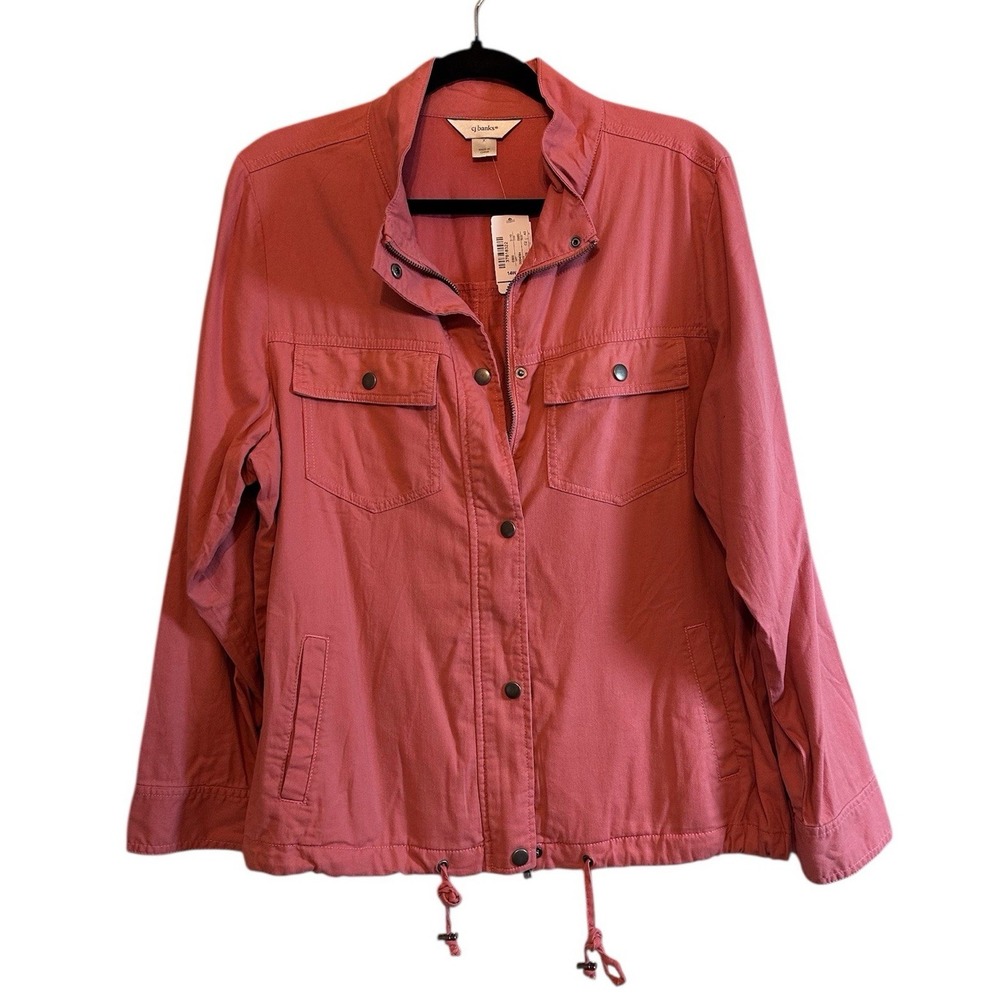 $65 CJ BANKS Jacket Womens X Plus 14W Coral Lightweight Coat NEW NWT